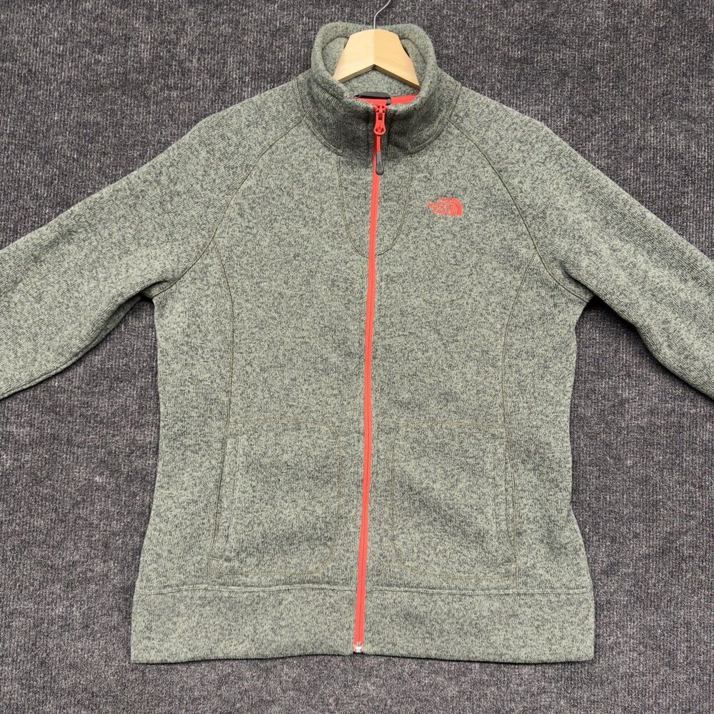 The North Face Crescent Women's Large Full Zip Sweater Fleece Jacket Green Coral - Picture 3 of 14